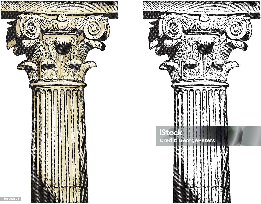 Column Engraving-style illustration of classical column with a very authentic feel. Architectural Column stock vector