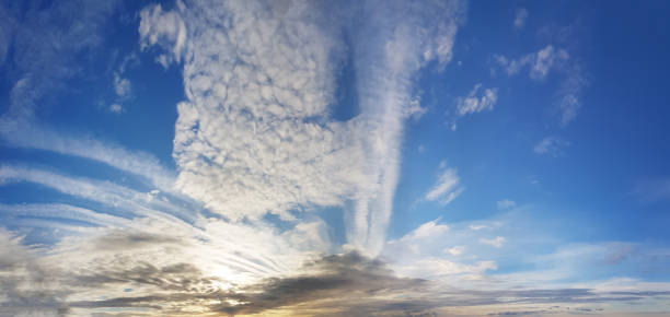 istock Beautiful sky with clouds, autumn sunset background 1650635562