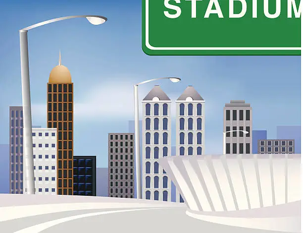 Vector illustration of City Highway to the Stadium