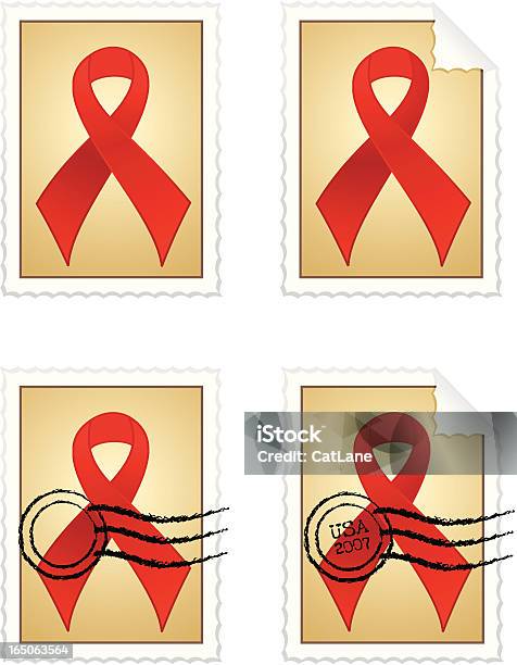 Aids And Diabetes Awareness Stamps Stock Illustration - Download Image Now - AIDS, AIDS Awareness Ribbon, Adhesive Note