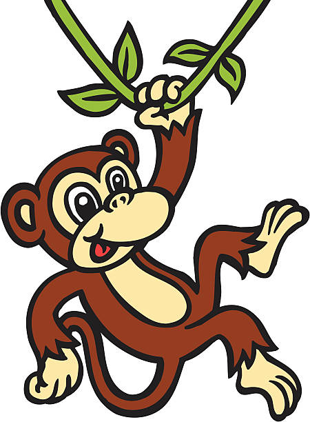 Monkey Swinging 2 vector art illustration