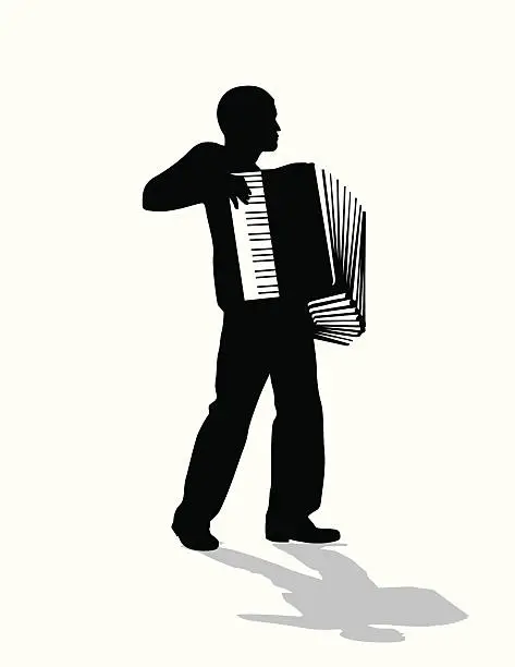 Vector illustration of Accordion Player  Vector Silhouette