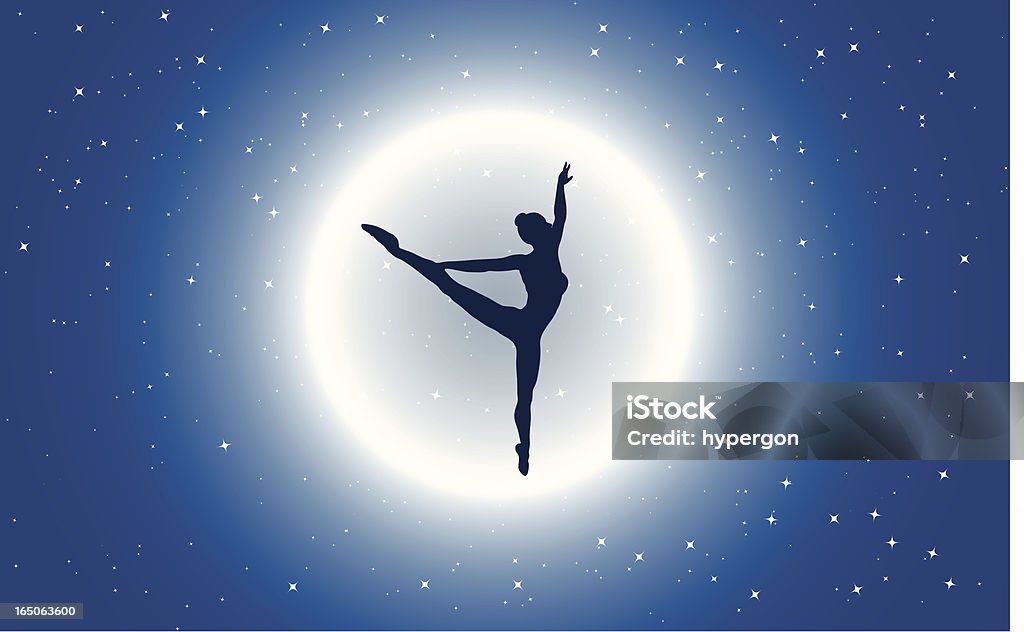 Ballerina nel chiaro di luna - arte vettoriale royalty-free di Ballerino di danza classica