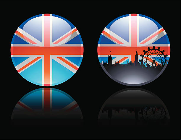 ilustrações, clipart, desenhos animados e ícones de british de mármore redonda - flag british flag england push button