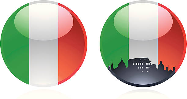 ilustrações, clipart, desenhos animados e ícones de todo bandeiras italianas - italian flag skyline famous place flag