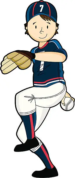 Vector illustration of Youth League Baseball Pitcher