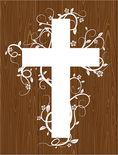 krzyż na drewnie - cross cross shape wood crucifix stock illustrations