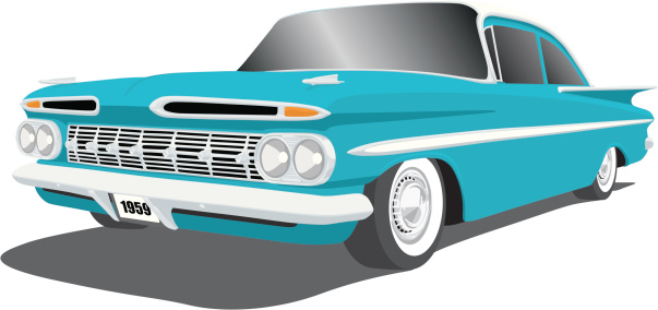 Vector illustration of a classic 1959 Chevy Impala, saved in layers for easy editing. There is also a layer with a second set of 
