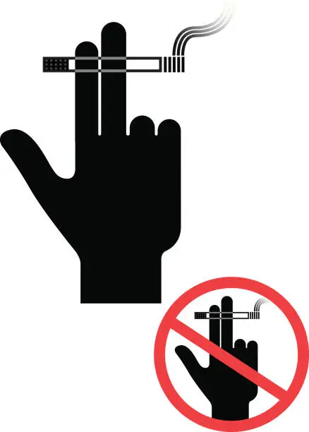 Vector illustration of Smoking hand