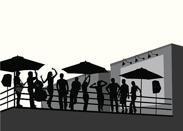 rooftopparty - party women dancing focus on shadow stock illustrations