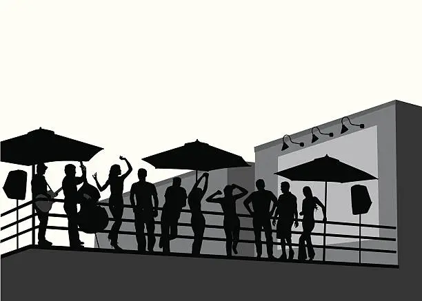 Vector illustration of Rooftop Party Vector Silhouette