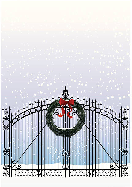 クリスマスの家へようこそ。 - christmas gate wreath house点のイラスト素材／クリップアート素材／マンガ素材／アイコン素材