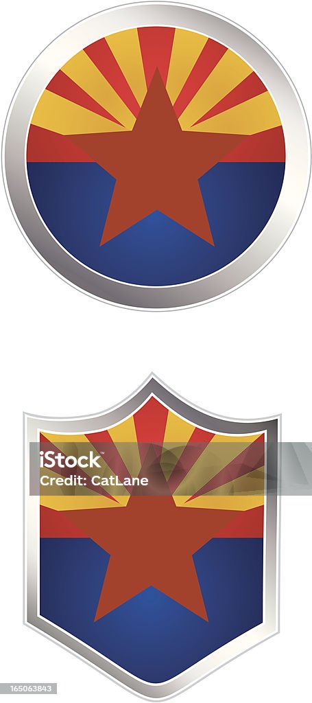 Флаг пуговицы, штат Аризона - Векторная графика Аризона - Юго-запад США роялти-фри