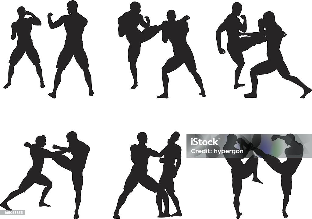 Kickboxing Silhouette Collection Each person is whole and separate so they can be rearranged as needed. Kickboxing stock vector