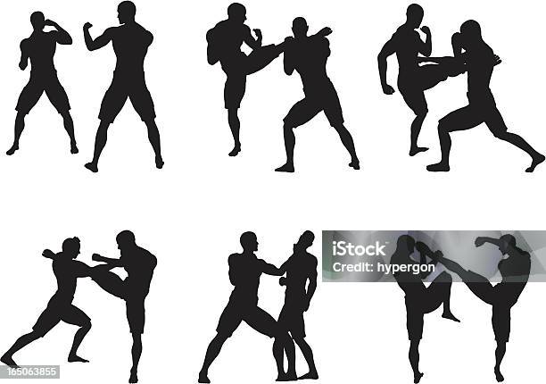 Kickboxing Silhouette Collection Stock Illustration - Download Image Now - Kickboxing, Active Lifestyle, Activity