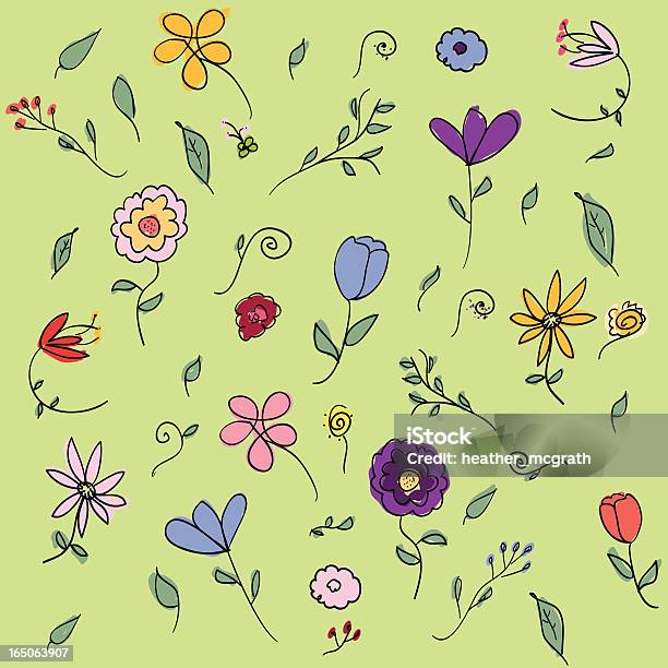 Ilustración de Fondo Floral y más Vectores Libres de Derechos de Viñeta - Viñeta, Rosa - Flor, Brote