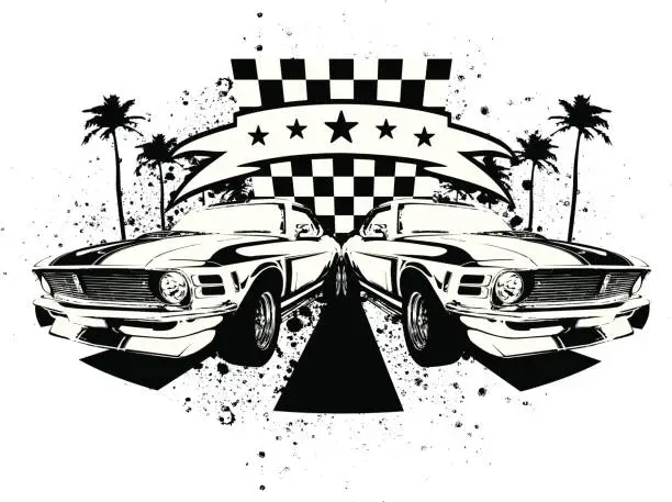 Vector illustration of Car racing emblem muscle cars