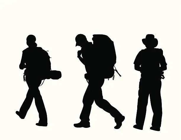 Vector illustration of Travellers Three Vector Silhouette