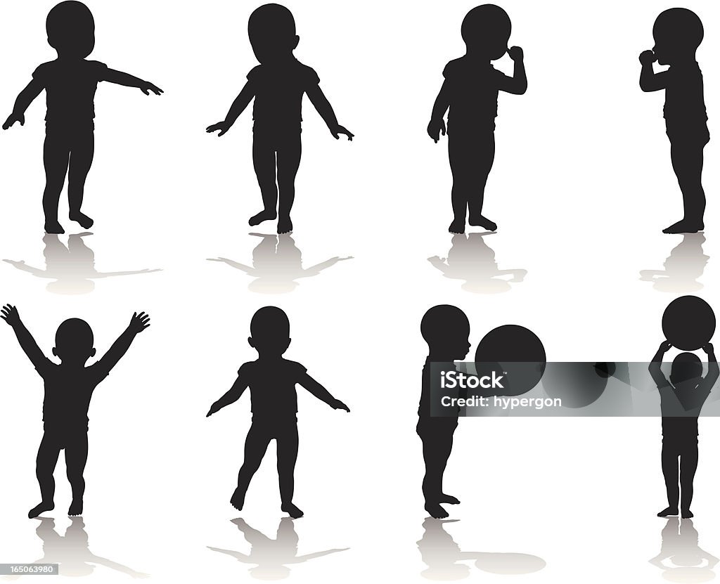 Kleinkinder Silhouette Kollektion - Lizenzfrei 12-17 Monate Vektorgrafik