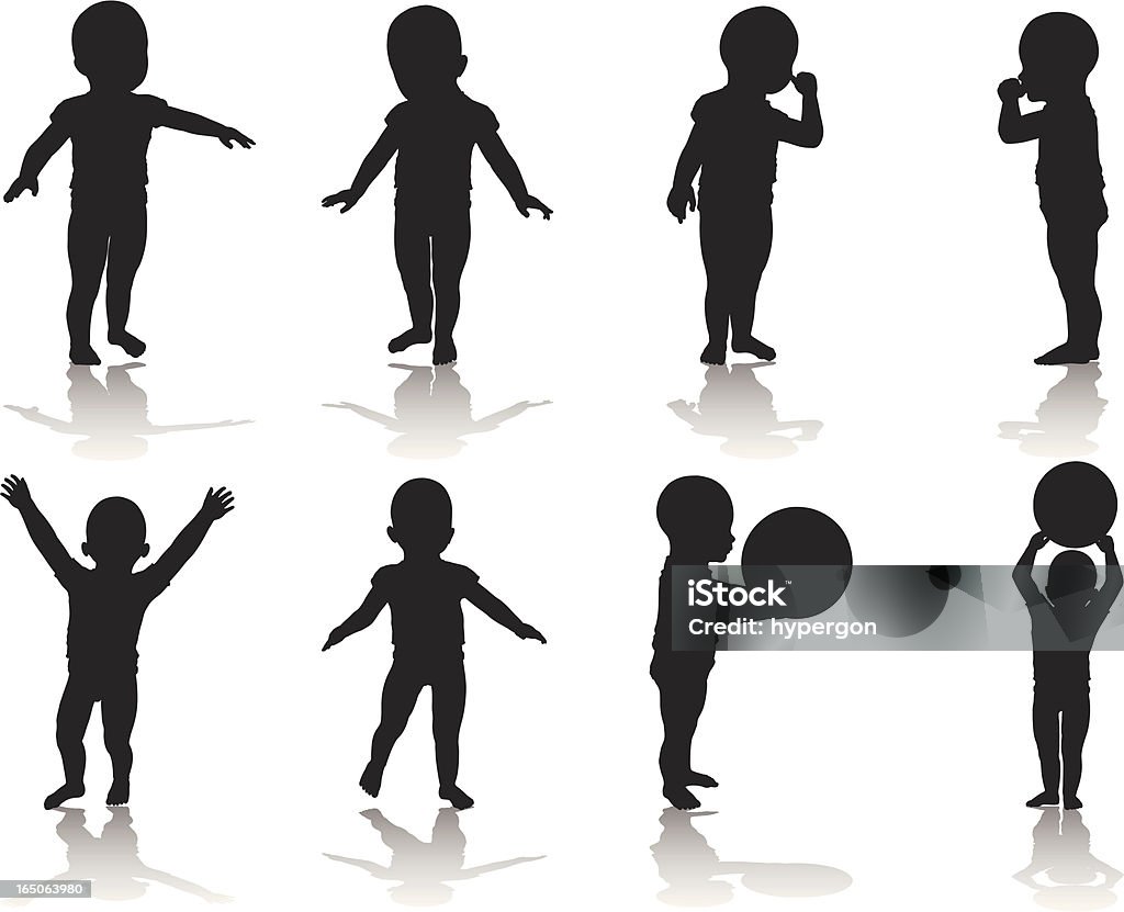 Toddler Silhouette Collection File types included are ai, eps, and jpg. 12-17 Months stock vector