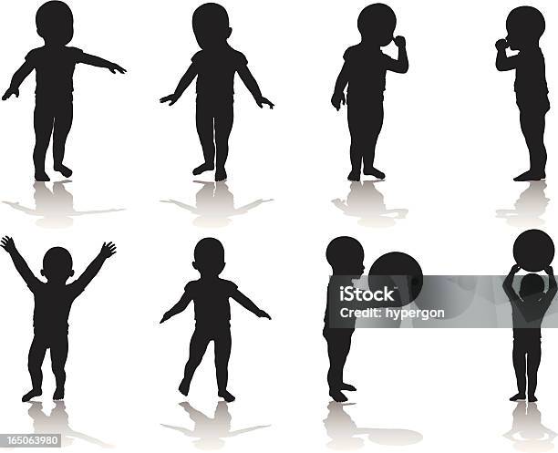 Toddler Silhouette Collection Stock Illustration - Download Image Now - 12-17 Months, Back Lit, Boys