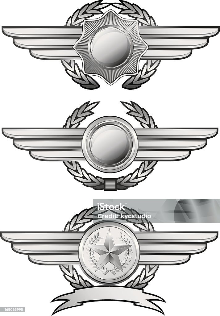 Ali insignias argento - arte vettoriale royalty-free di Aeronautica