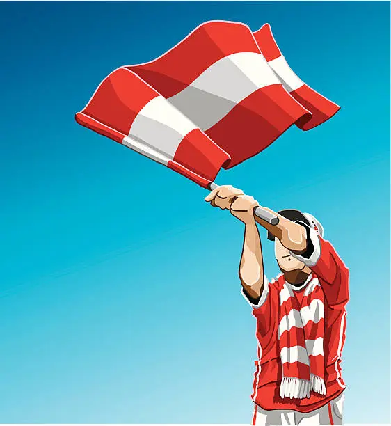 Vector illustration of Austria Waving Flag Soccer Fan