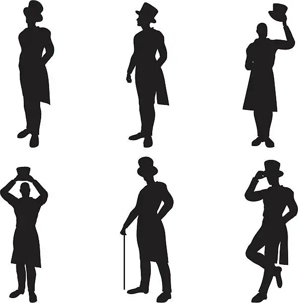 Vector illustration of Top Hat Silhouettes