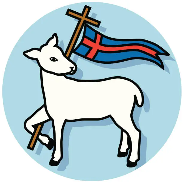 Vector illustration of Agnus Dei lamb and banner