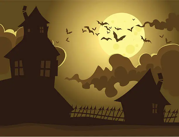 Vector illustration of Spooky Sepia houses