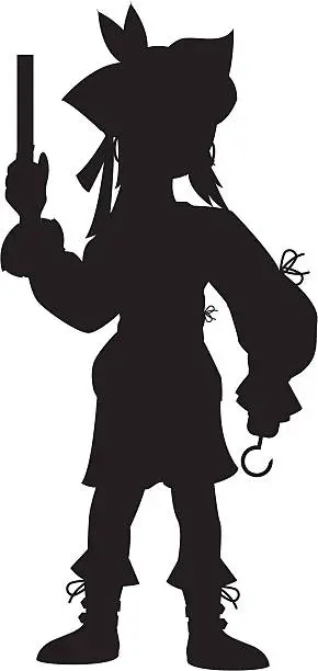 Vector illustration of Female Pirate Silhouette