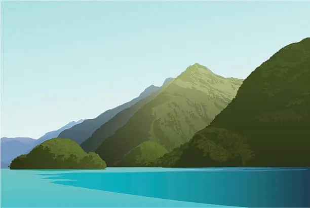 Vector illustration of Island in Doubtful Sound