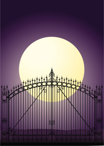 Gate with the full moon behind - Sleepy Hollow Cemetary, New York