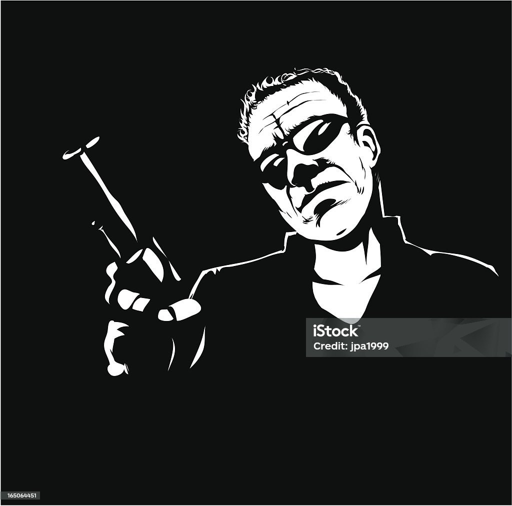 hitman Vector illustration of a man with gun. Gangster stock vector