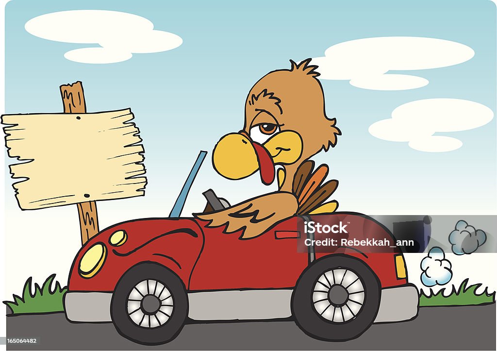 Thanksgiving Turkey Cute turkey out for a SUnday drive!  Blank sign for your words. Car stock vector