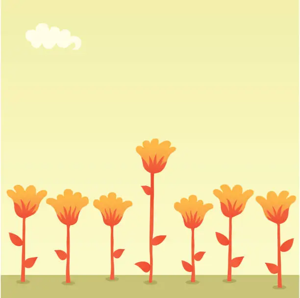 Vector illustration of Row of Flame Flowers