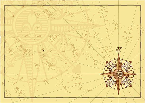 ilustrações de stock, clip art, desenhos animados e ícones de antigo quadro geográfico com windrose - compass direction antique guidance