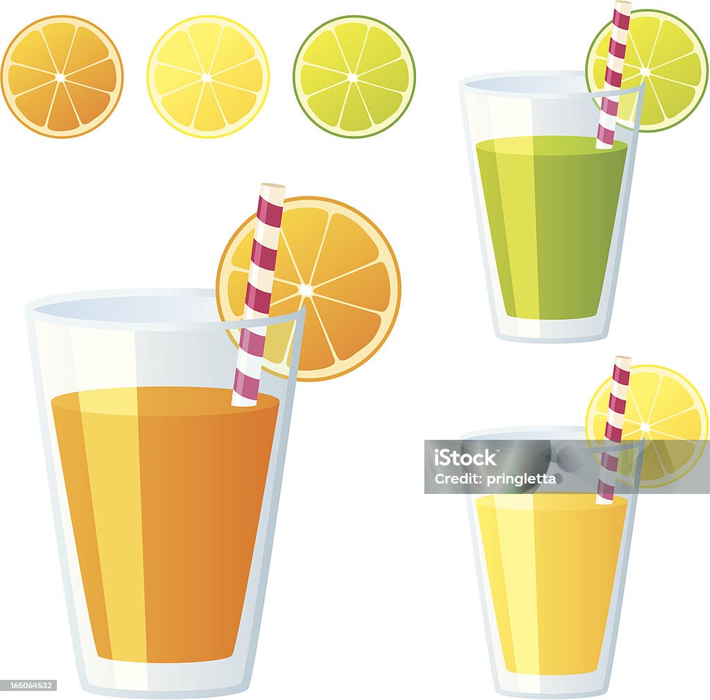 Fruit Juice - incl. jpeg Orange, lemon and lime. Juice - Drink stock vector