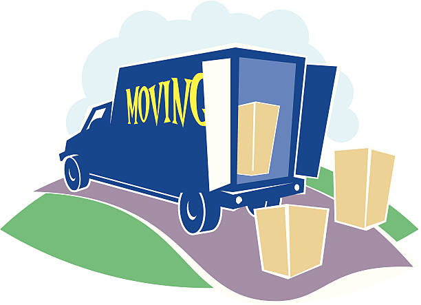 이삿짐 트럭 - moving van relocation motion physical activity stock illustrations