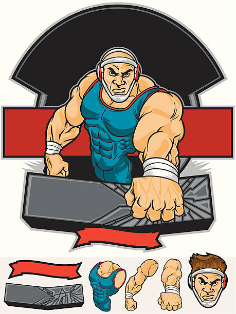 ilustrações, clipart, desenhos animados e ícones de design de luta - wrestling human muscle muscular build strength