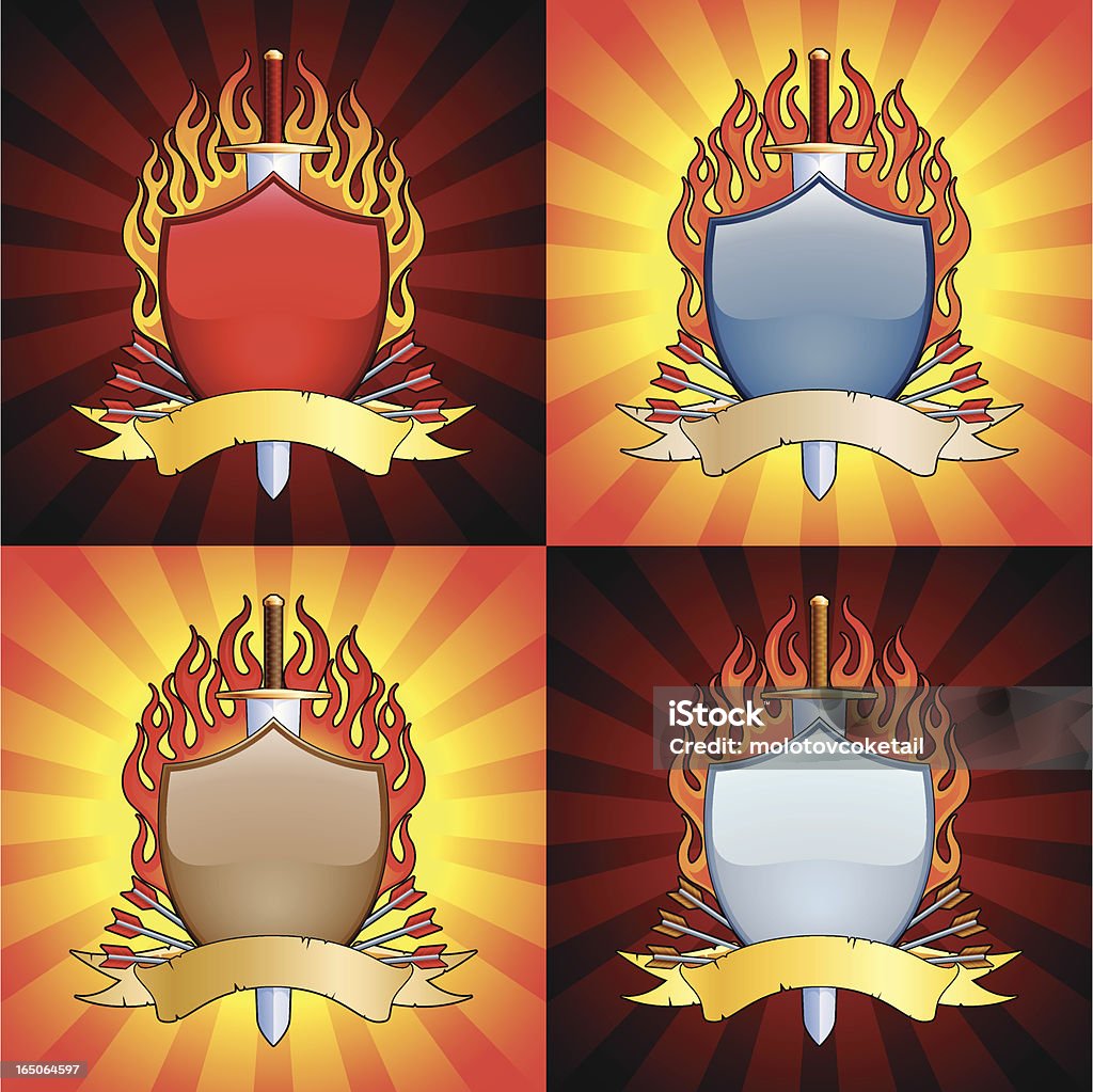 Bouclier de feu - clipart vectoriel de Bouclier libre de droits