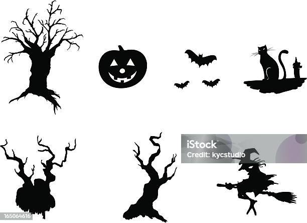 Vetores de Elementos De Halloween e mais imagens de Apavorado - Apavorado, Assustador, Bruxa - Criatura Mítica