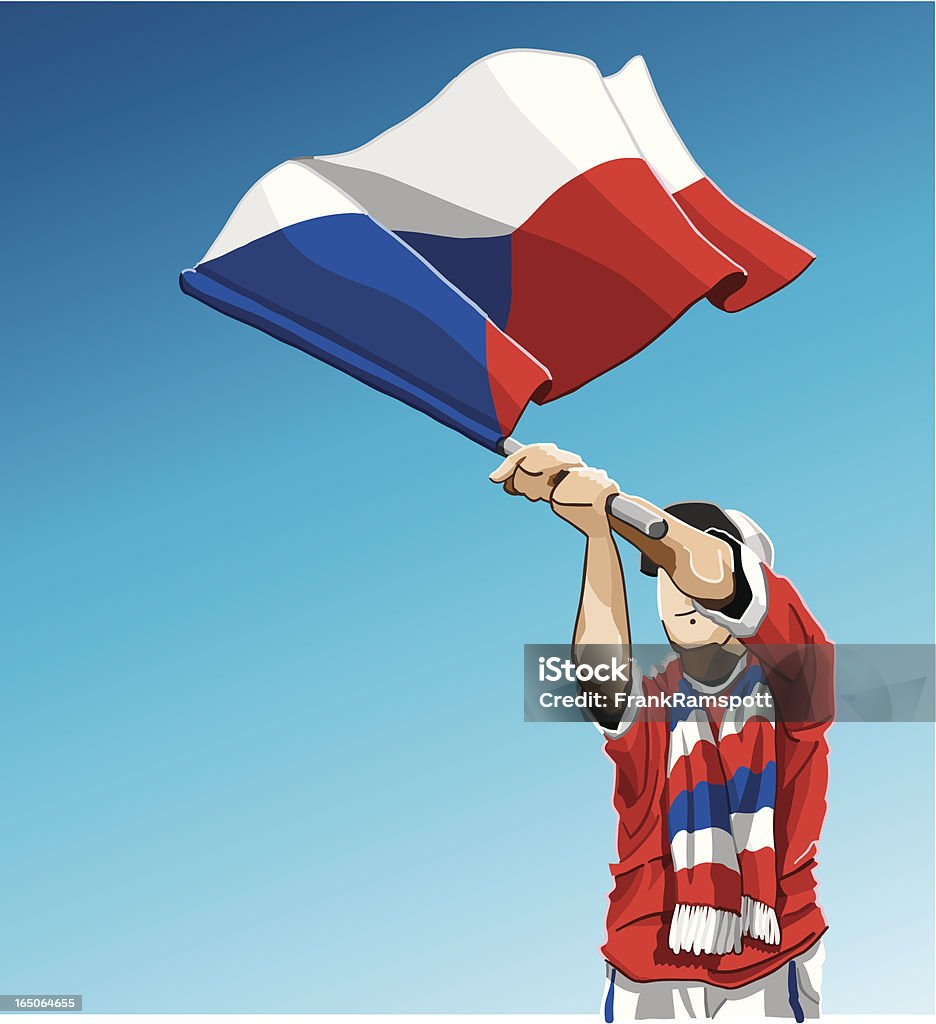 Agitant le drapeau de la République tchèque pour les fans de football - clipart vectoriel de Culture tchèque libre de droits