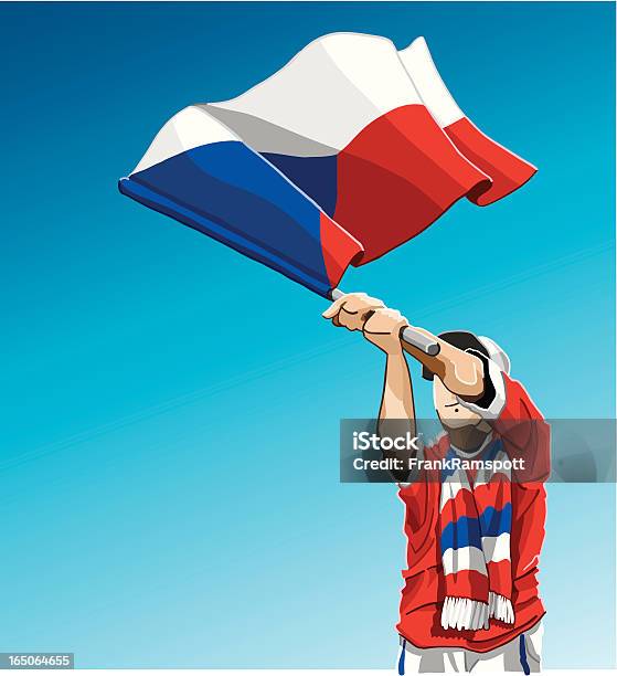 Republika Czeska Machający Flaga Piłka Nożna Fanów - Stockowe grafiki wektorowe i więcej obrazów Fan - Fan, Kultura czeska, Republika Czeska