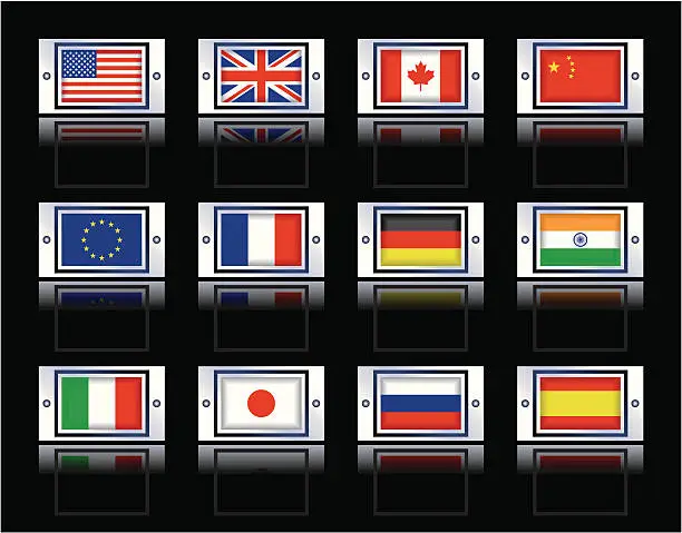 Vector illustration of Reflective Flags