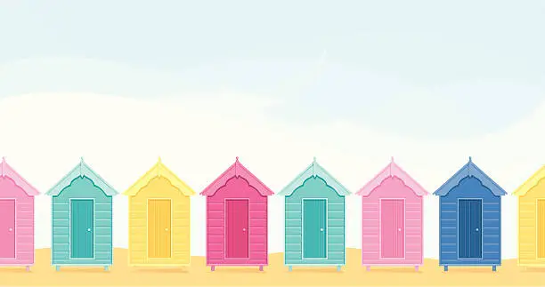 Vector illustration of Beach Huts - incl. jpeg