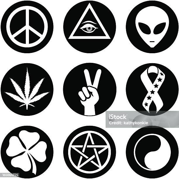 Icone Culturali Annullato - Immagini vettoriali stock e altre immagini di Marijuana - Cannabis - Marijuana - Cannabis, Pianta di cannabis, Simboli della pace