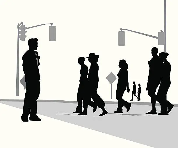 Vector illustration of Summer Crosswalk  Vector Silhouette