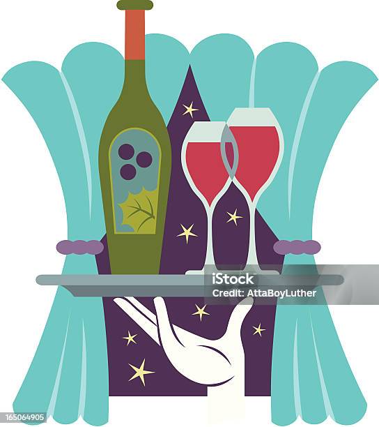 Подача Вина — стоковая векторная графика и другие изображения на тему Алкоголь - напиток - Алкоголь - напиток, Бокал для шампанского, Бутылка