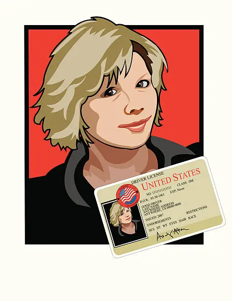 Vector illustration of Identification card and cartoon drawing